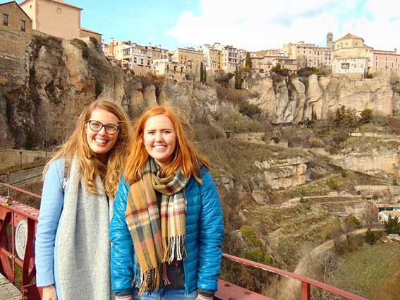 Two English girls visiting Cuenca, in Spain.