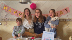 English girl celebrating her birthday with Spanish host siblings